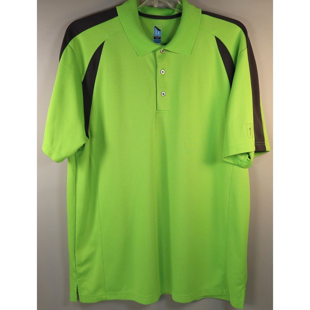 PGA Tour Mens Golf Polo Size XXL Short Sleeve Airflux Shirt Athletic Neon Green